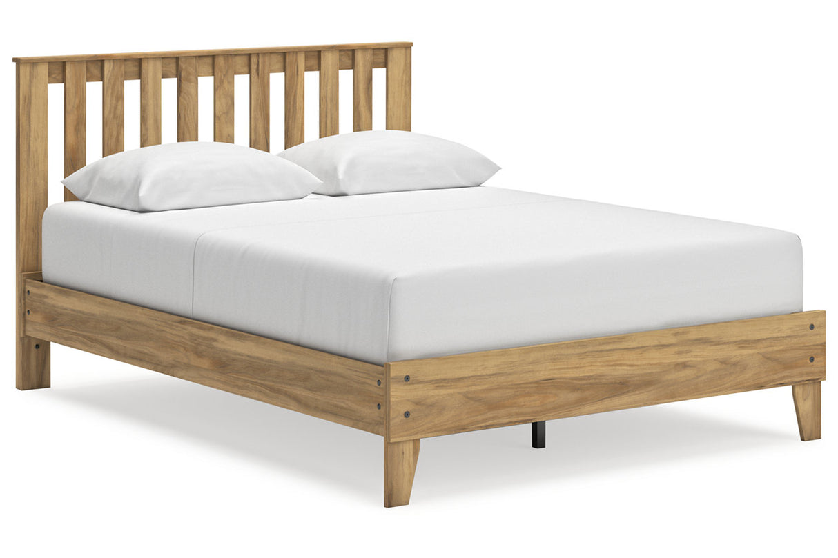 Bermacy Light Brown Queen Slat Platform Bed from Ashley - Luna Furniture