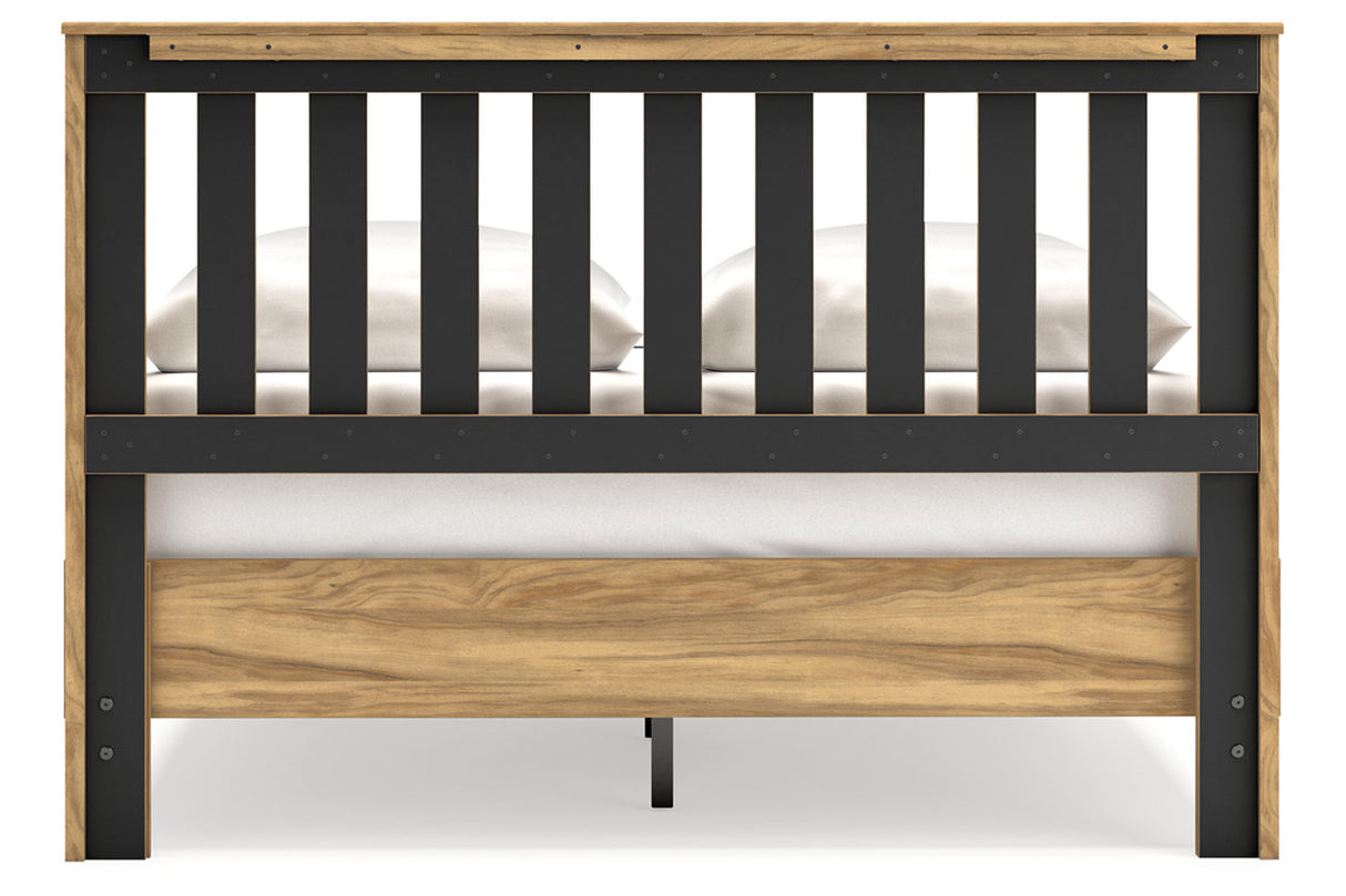 Bermacy Light Brown Queen Slat Platform Bed from Ashley - Luna Furniture