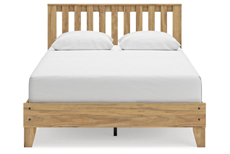 Bermacy Light Brown Queen Slat Platform Bed from Ashley - Luna Furniture