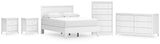 Hallityn Full Panel Platform Bed with Dresser, Chest and 2 Nightstands in White from Ashley Furniture - Luna Furniture