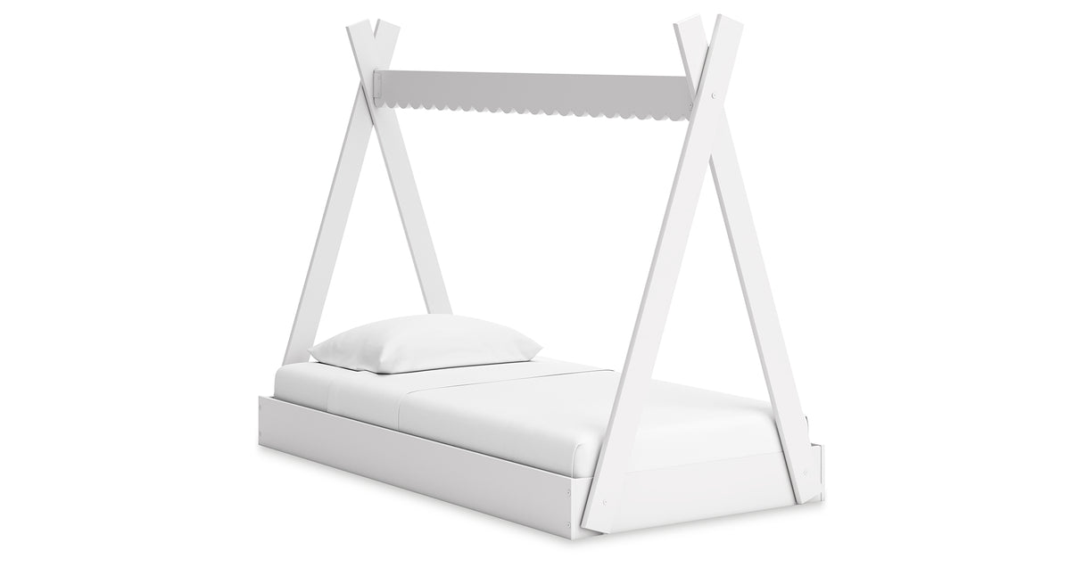 Hallityn Twin Tent Bed with Dresser, Chest and 2 Nightstands in White from Ashley Furniture - Luna Furniture