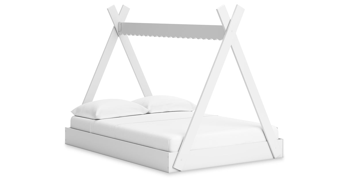 Hallityn Full Tent Bed with Dresser, Chest and 2 Nightstands in White from Ashley - Luna Furniture