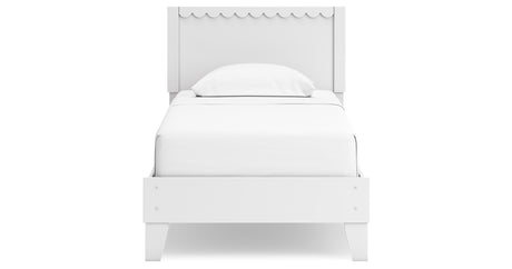 Hallityn Twin Panel Platform Bed with Dresser and 2 Nightstands in White from Ashley - Luna Furniture