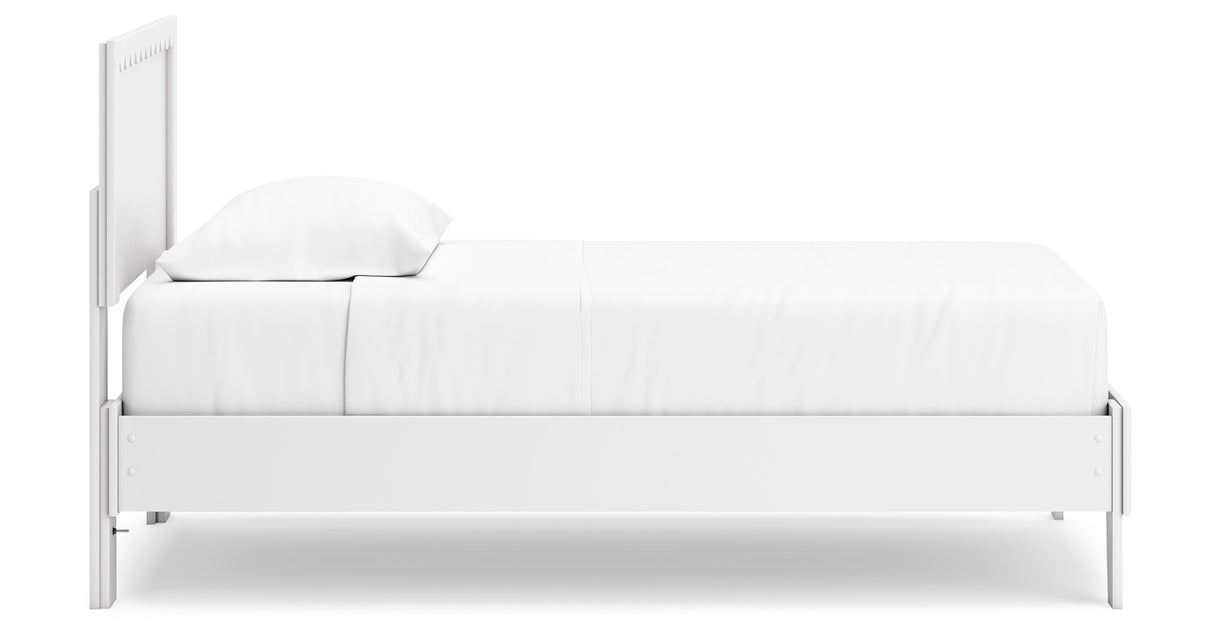 Hallityn Twin Panel Platform Bed with Dresser, Chest and 2 Nightstands in White from Ashley - Luna Furniture