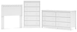 Hallityn Twin Panel Headboard with Dresser and Chest in White from Ashley Furniture - Luna Furniture