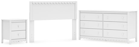 Hallityn Full Panel Headboard with Dresser and Nightstand in White from Ashley Furniture - Luna Furniture