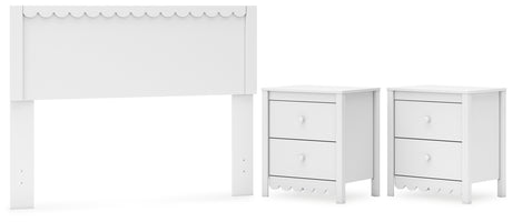 Hallityn Full Panel Headboard with 2 Nightstands in White from Ashley Furniture - Luna Furniture