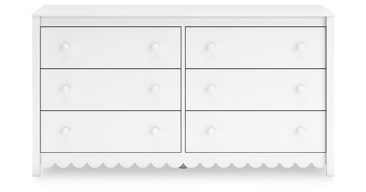 Hallityn Twin Panel Platform Bed with Dresser in White from Ashley - Luna Furniture