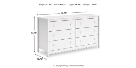 Hallityn Full Panel Headboard with Dresser and Nightstand in White from Ashley Furniture - Luna Furniture