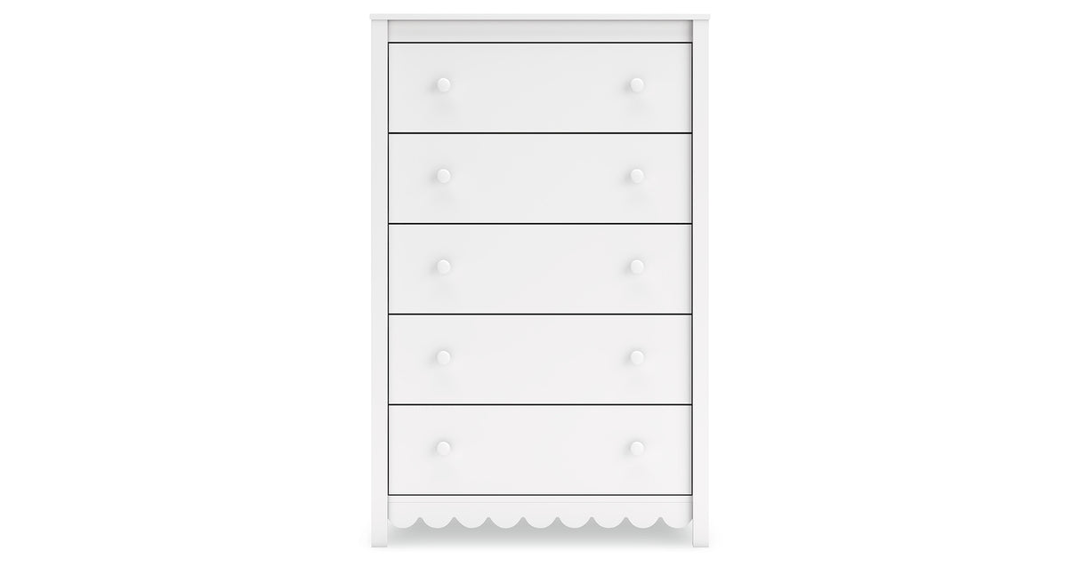 Hallityn Full Panel Platform Bed with Dresser, Chest and 2 Nightstands in White from Ashley Furniture - Luna Furniture