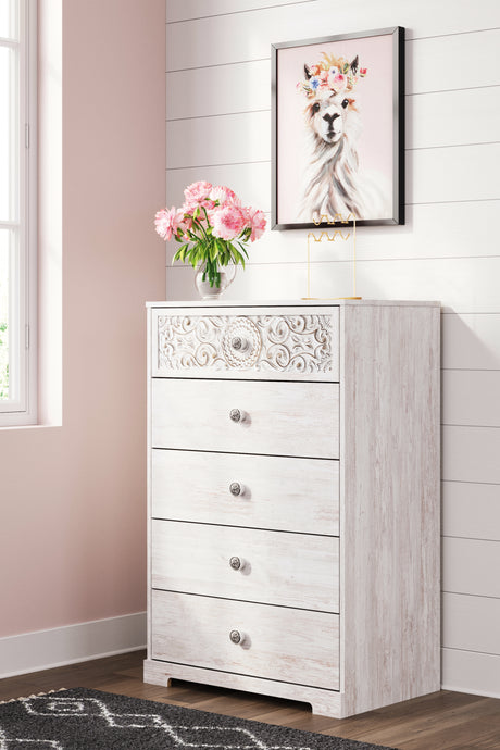 Paxberry Whitewash Chest of Drawers from Ashley - Luna Furniture