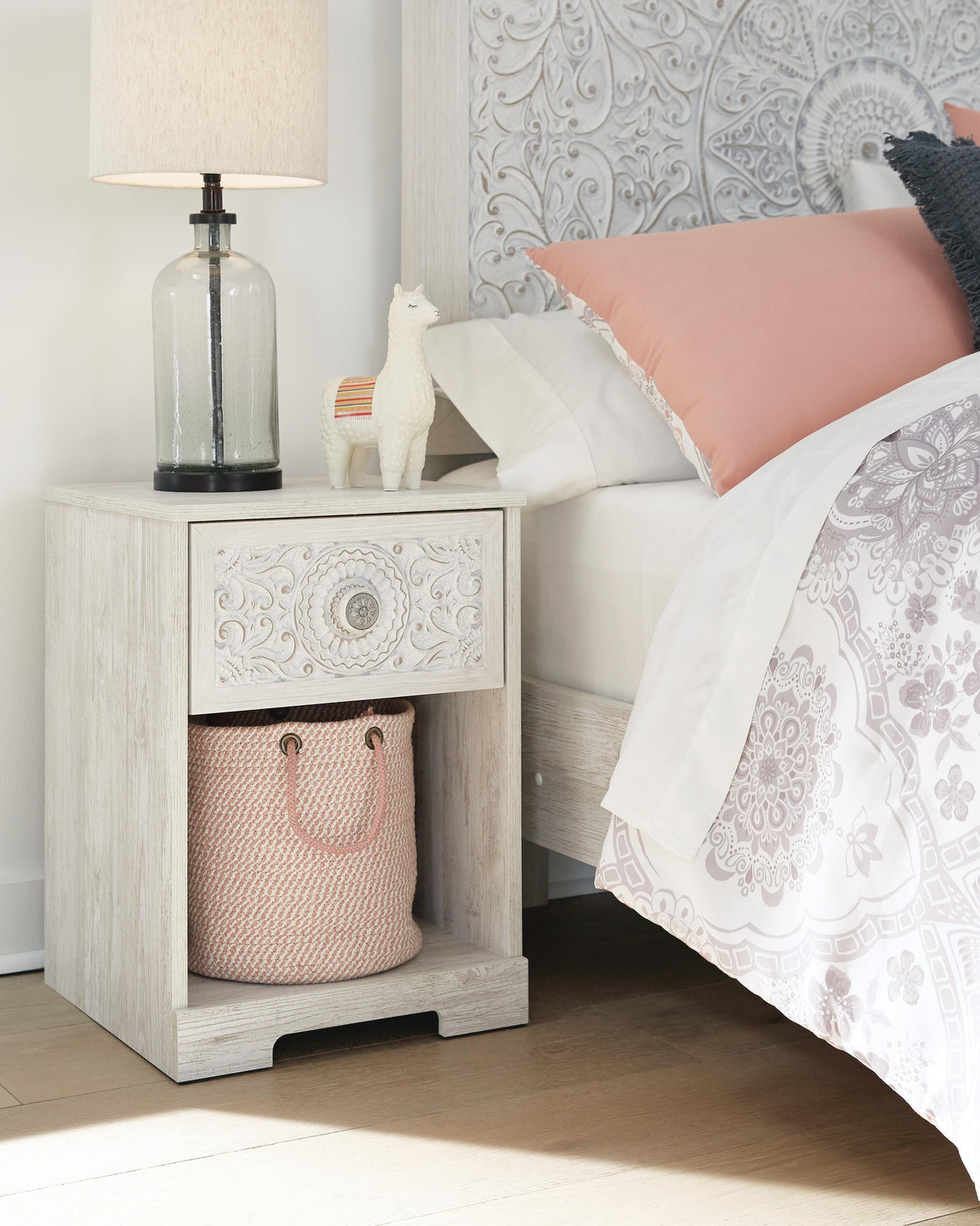 Paxberry Whitewash Nightstand from Ashley Furniture - Luna Furniture