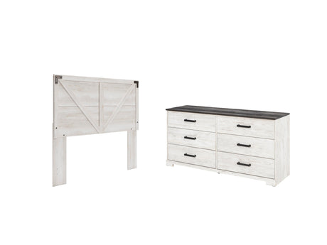 Shawburn Whitewash Queen Panel Headboard Bed with Dresser from Ashley - Luna Furniture