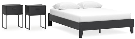 Socalle Queen Platform Bed with 2 Nightstands in Black from Ashley - Luna Furniture