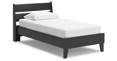Socalle Twin Panel Platform Bed with Dresser, Chest and 2 Nightstands in Black from Ashley - Luna Furniture