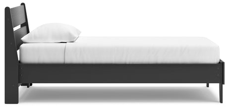 Socalle Twin Panel Platform Bed with Dresser, Chest and 2 Nightstands in Black from Ashley - Luna Furniture