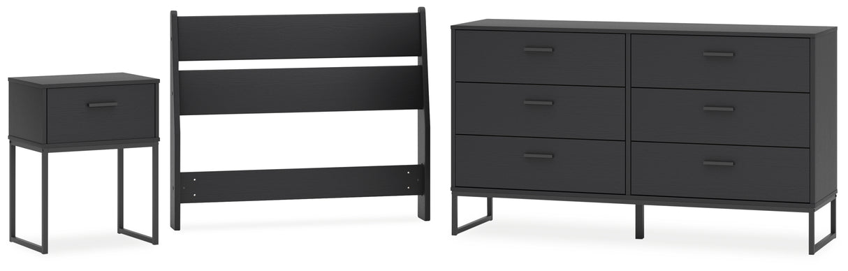 Socalle Twin Panel Headboard with Dresser and Nightstand in Black from Ashley - Luna Furniture