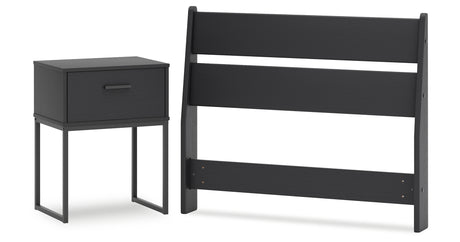 Socalle Twin Panel Headboard with Nightstand in Black from Ashley - Luna Furniture