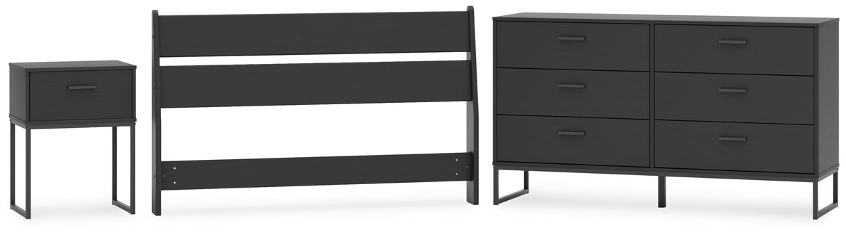 Socalle Full Panel Headboard with Dresser and Nightstand in Black from Ashley Furniture - Luna Furniture
