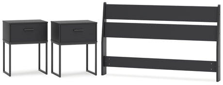 Socalle Full Panel Headboard with 2 Nightstands in Black from Ashley - Luna Furniture