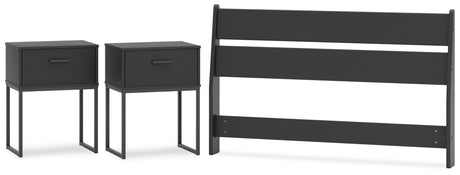 Socalle Full Panel Headboard with 2 Nightstands in Black from Ashley - Luna Furniture