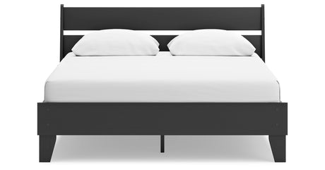 Socalle Queen Panel Platform Bed with 2 Nightstands in Black from Ashley - Luna Furniture