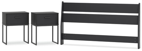 Socalle Queen Panel Headboard with 2 Nightstands in Black from Ashley - Luna Furniture