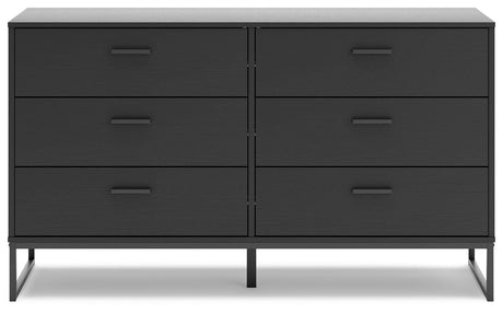Socalle Queen Panel Headboard with Dresser in Black from Ashley - Luna Furniture