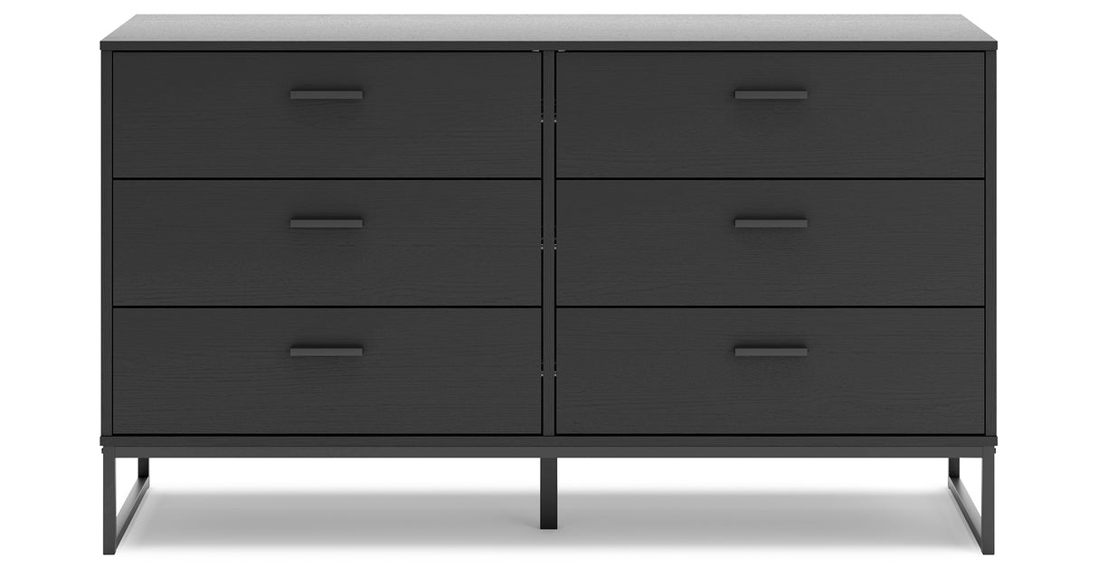 Socalle Twin Panel Platform Bed with Dresser and 2 Nightstands in Black from Ashley - Luna Furniture