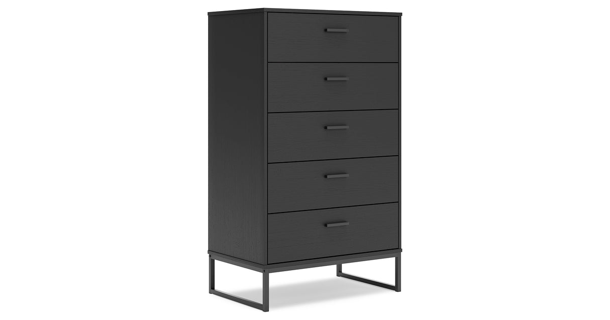 Socalle Queen Panel Platform Bed with Dresser, Chest and Nightstand in Black from Ashley - Luna Furniture