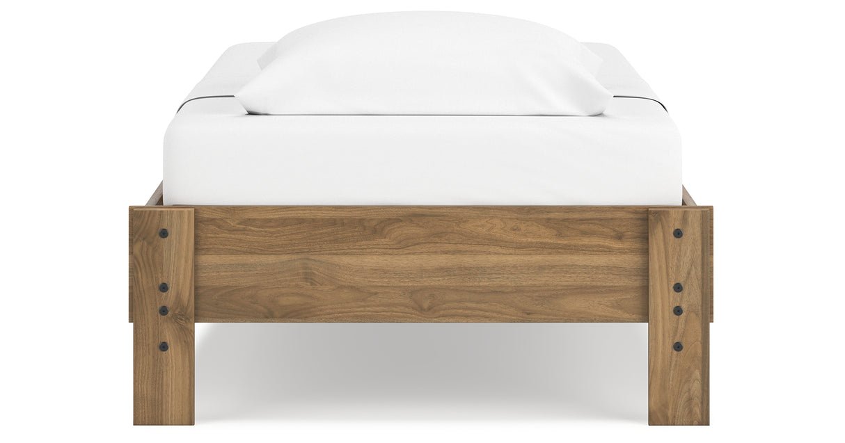 Deanlow Twin Platform Bed with Dresser, Chest and Nightstand in Honey from Ashley - Luna Furniture