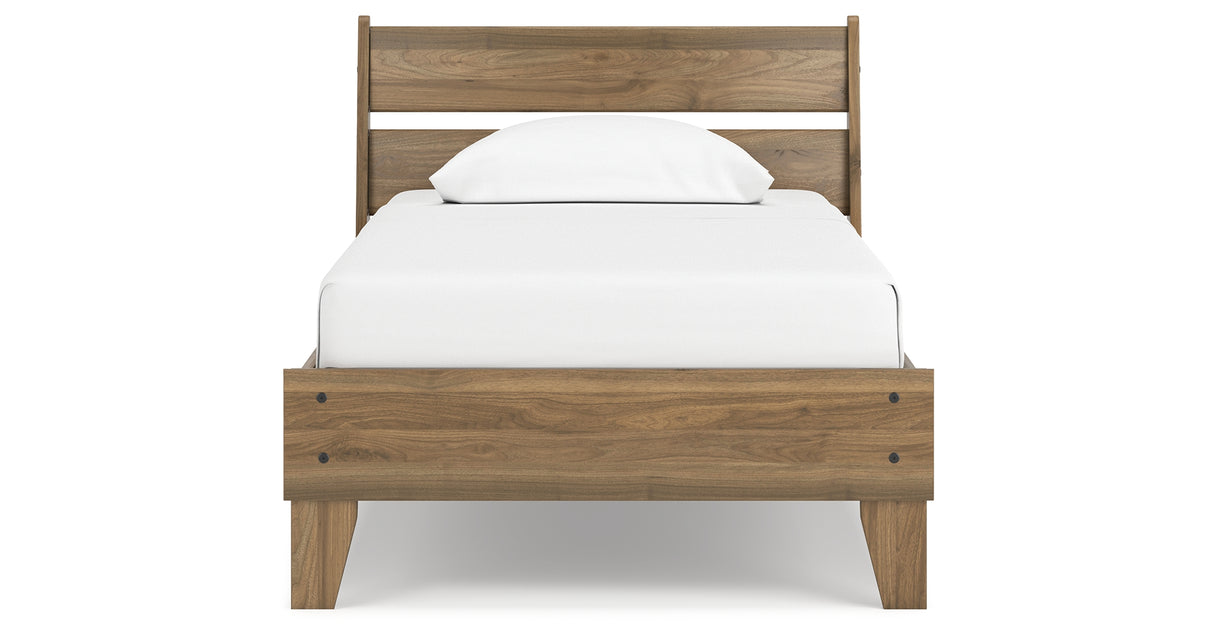 Deanlow Twin Platform Panel Bed with Dresser and 2 Nightstands in Honey from Ashley - Luna Furniture