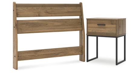 Deanlow Twin Panel Headboard with Nightstand in Honey from Ashley - Luna Furniture