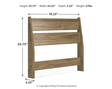 Deanlow Twin Panel Headboard with Dresser and Nightstand in Honey from Ashley - Luna Furniture