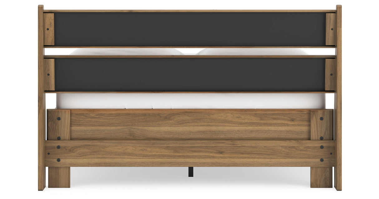 Deanlow Full Platform Panel Bed with Dresser and 2 Nightstands in Honey from Ashley - Luna Furniture