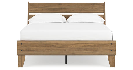 Deanlow Full Platform Panel Bed with Dresser and 2 Nightstands in Honey from Ashley - Luna Furniture