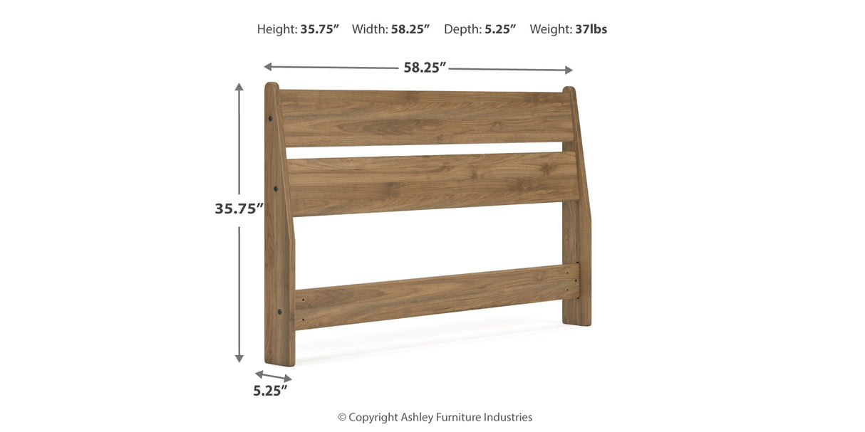 Deanlow Full Panel Headboard with 2 Nightstands in Honey from Ashley - Luna Furniture