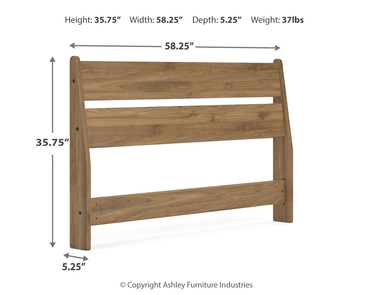 Deanlow Full Panel Headboard with Dresser and Nightstand in Honey from Ashley Furniture - Luna Furniture