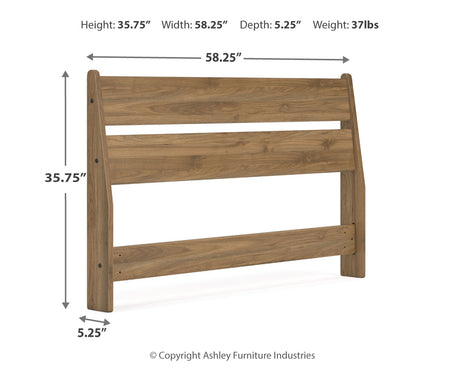 Deanlow Full Panel Headboard with Dresser and Nightstand in Honey from Ashley - Luna Furniture