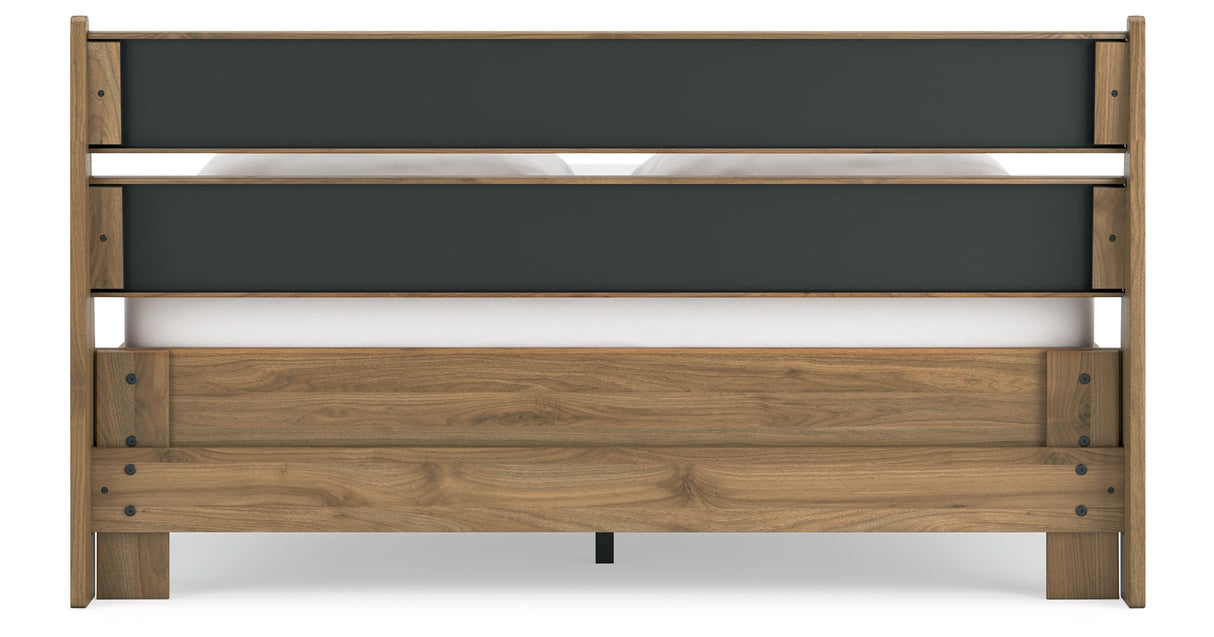 Deanlow Queen Platform Panel Bed with Dresser and 2 Nightstands in Honey from Ashley - Luna Furniture