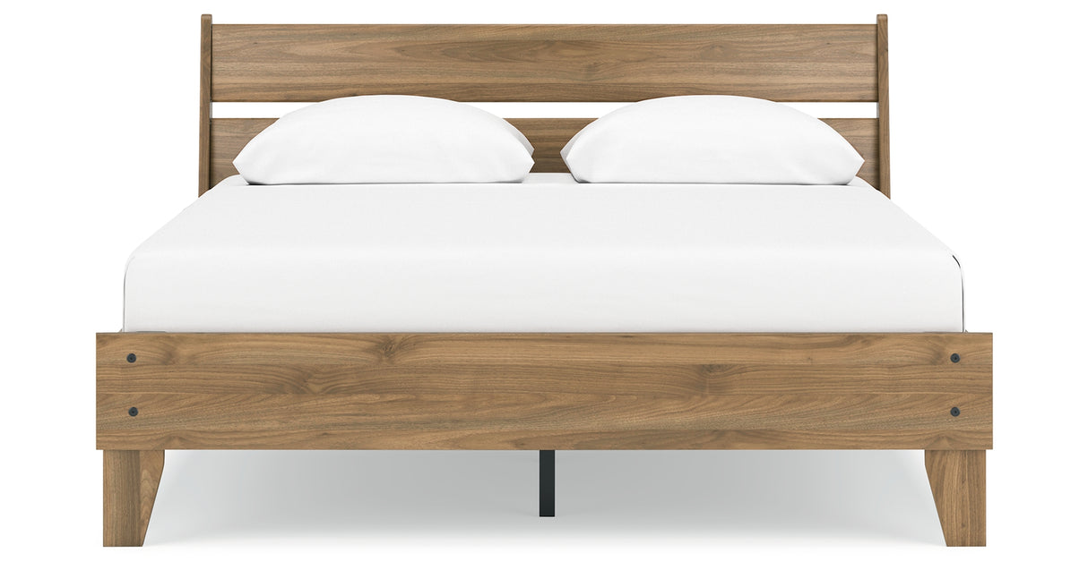 Deanlow Queen Platform Panel Bed with Dresser in Honey from Ashley - Luna Furniture