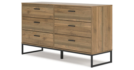 Deanlow Full Panel Headboard with Dresser, Chest and 2 Nightstands in Honey from Ashley - Luna Furniture