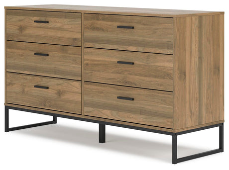 Deanlow Queen Panel Headboard with Dresser and Nightstand in Honey from Ashley - Luna Furniture