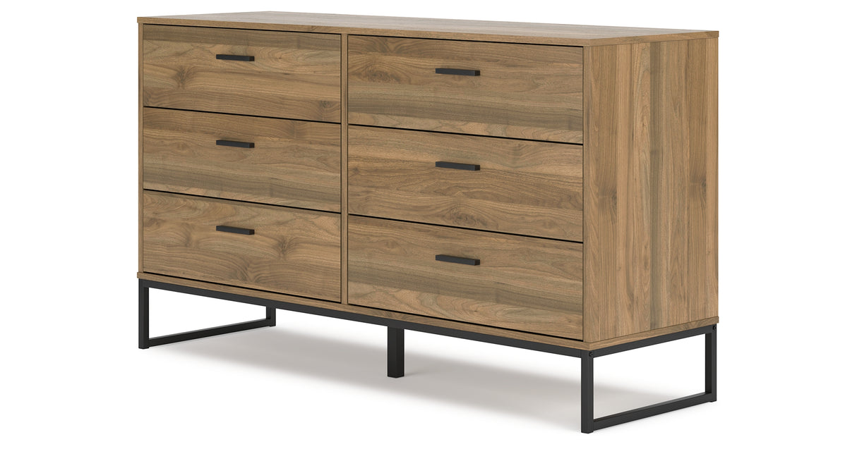 Deanlow Full Panel Headboard with Dresser in Honey from Ashley - Luna Furniture