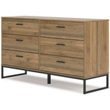 Deanlow Full Panel Headboard with Dresser and Nightstand in Honey from Ashley Furniture - Luna Furniture