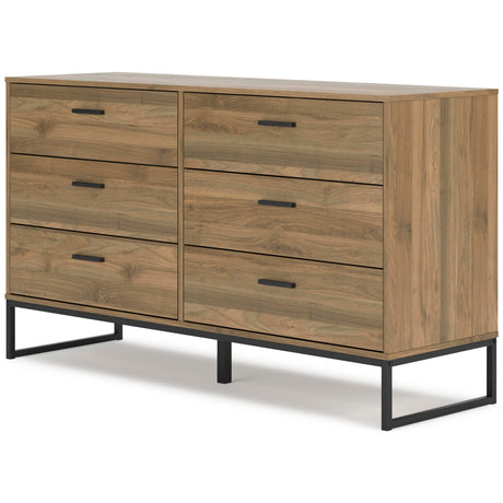Deanlow Full Panel Headboard with Dresser and Nightstand in Honey from Ashley - Luna Furniture
