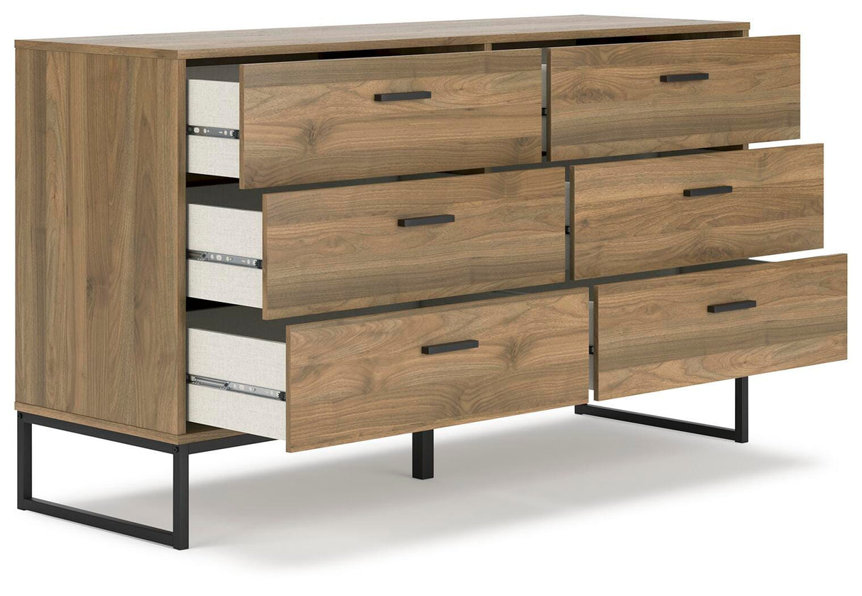 Deanlow Twin Panel Headboard with Dresser and Nightstand in Honey from Ashley - Luna Furniture