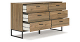 Deanlow Twin Platform Panel Bed with Dresser and 2 Nightstands in Honey from Ashley - Luna Furniture