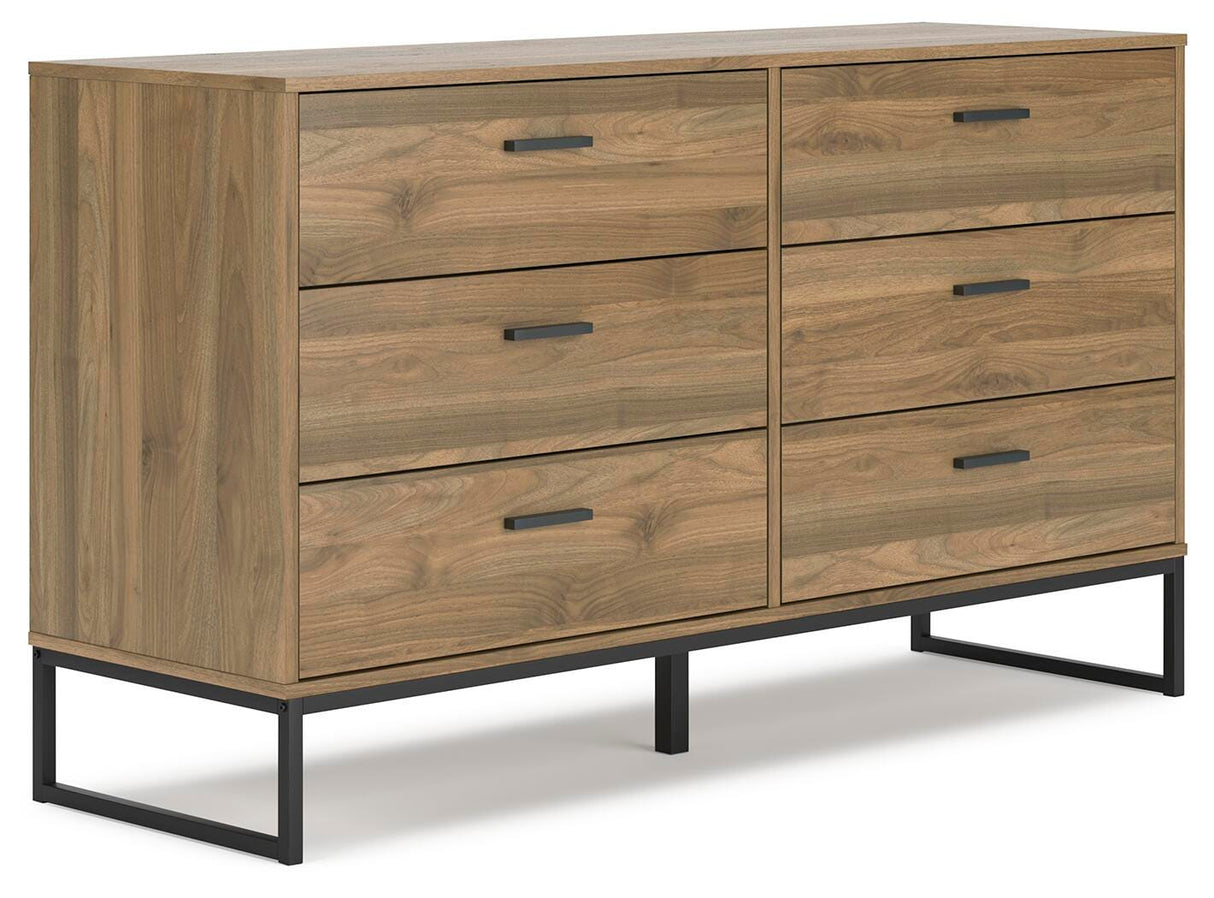 Deanlow Queen Panel Headboard with Dresser and Nightstand in Honey from Ashley Furniture - Luna Furniture