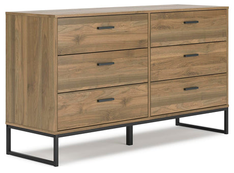 Deanlow Queen Panel Headboard with Dresser and Nightstand in Honey from Ashley - Luna Furniture